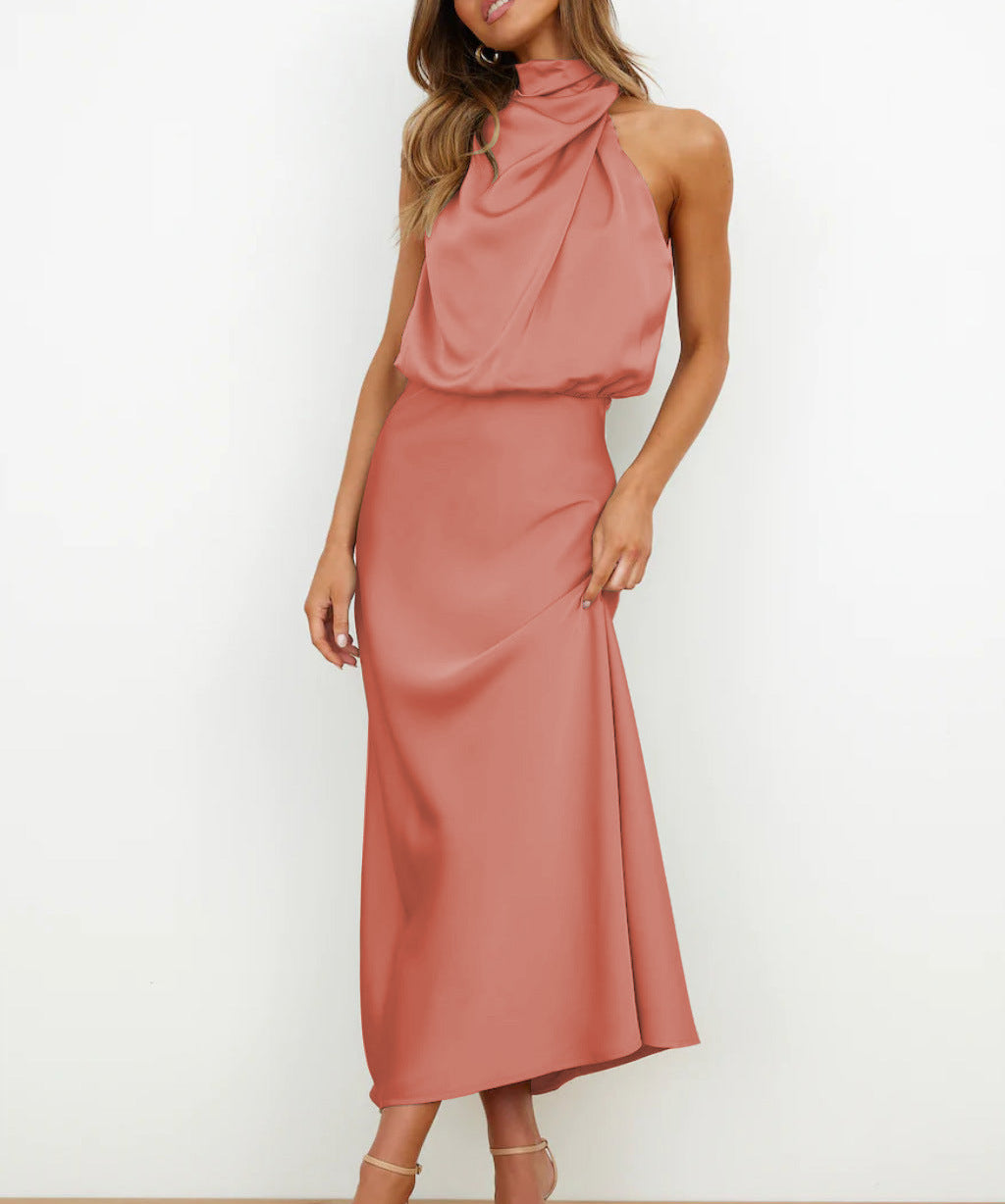 Backless Halter Neck Flowy Maxi Dress