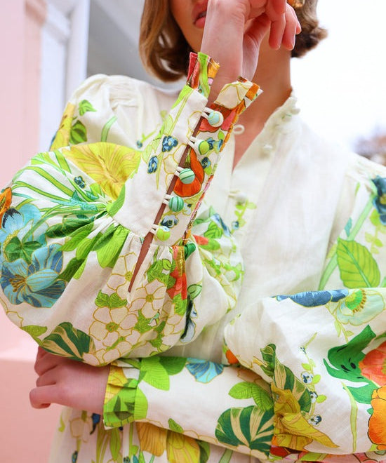 Flowing Floral Shirt Style Dress