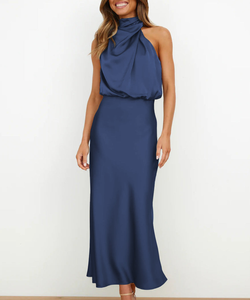Backless Halter Neck Flowy Maxi Dress