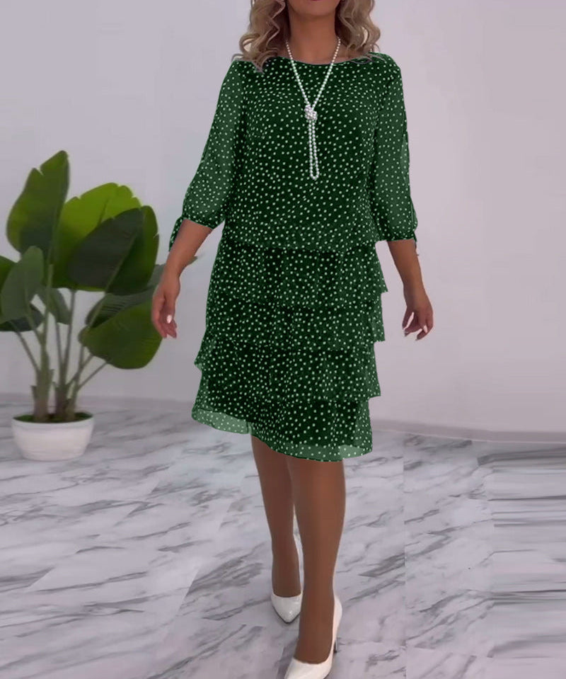 Polka Dot Print Layered Dress