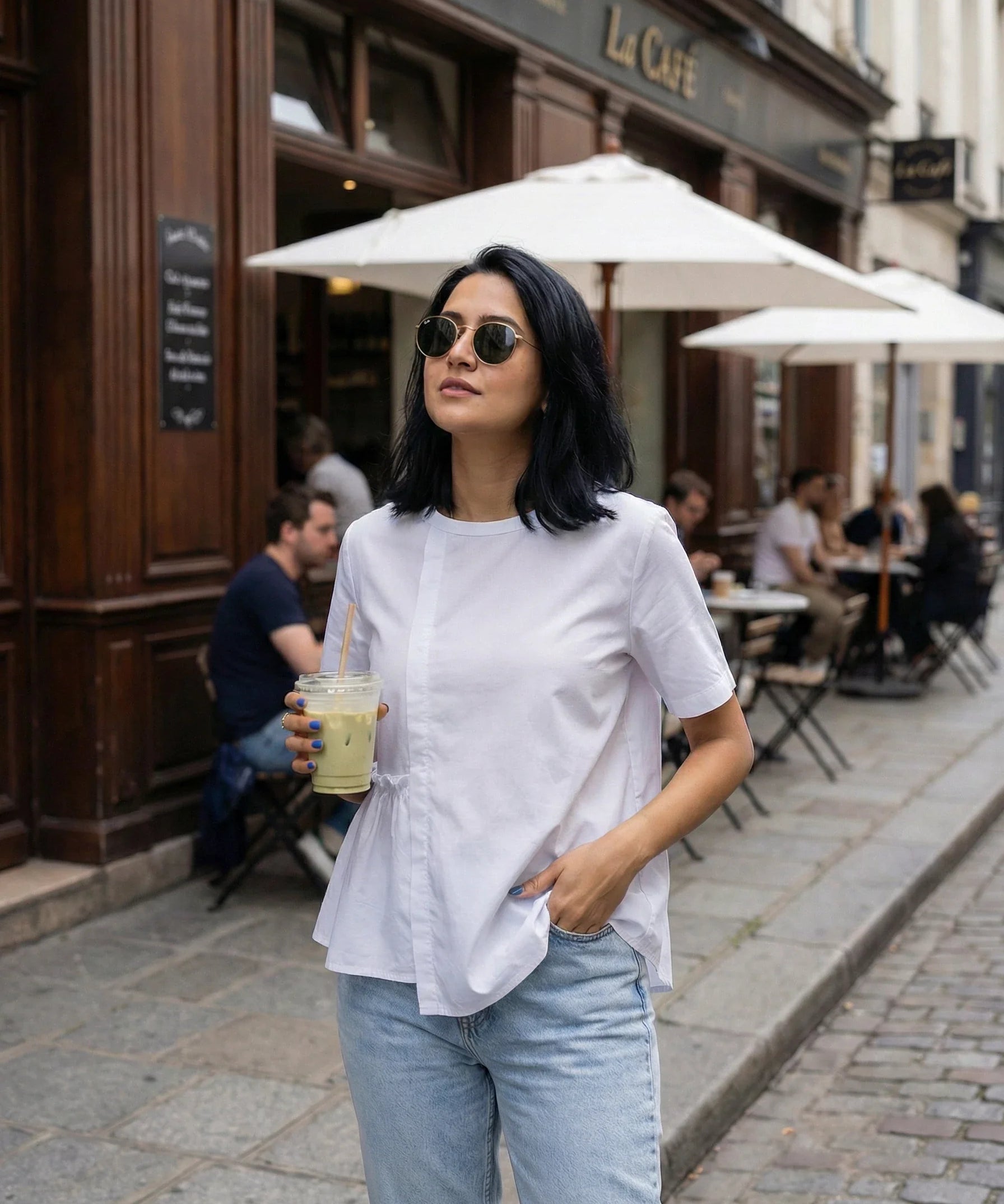 Asymmetric Detail Short Sleeve Blouse