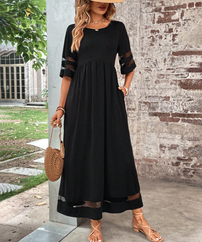 Elegant  Dress Mid-Sleeve Casual Crew Neck