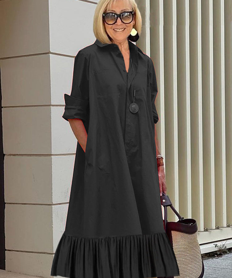Black Loose Long Sleeve Dress