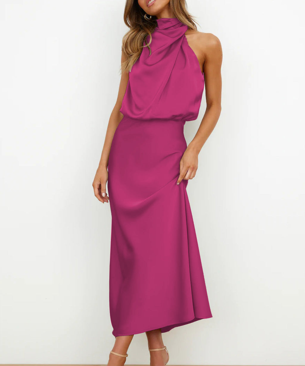 Backless Halter Neck Flowy Maxi Dress