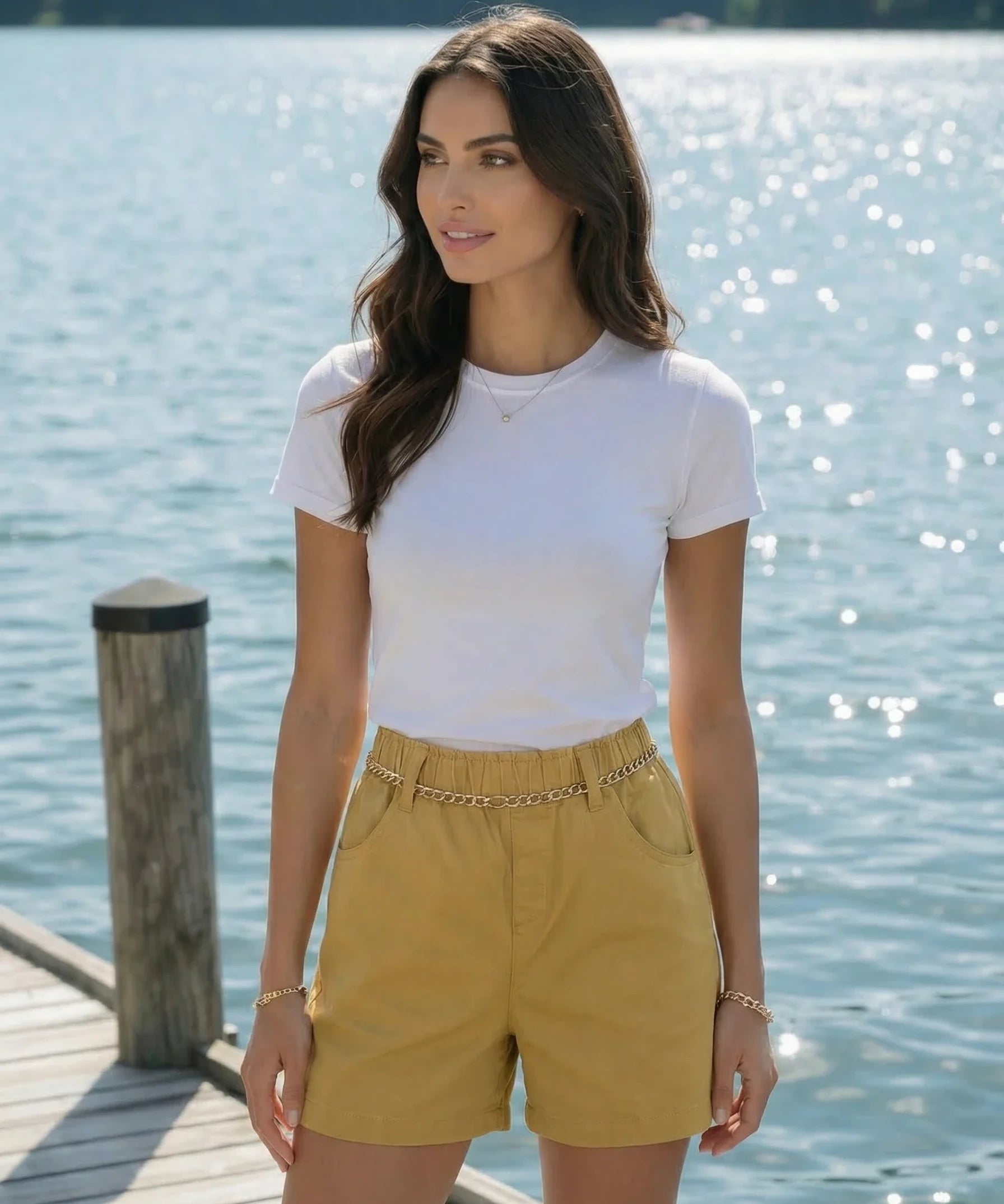 Elastic Waist Casual Shorts