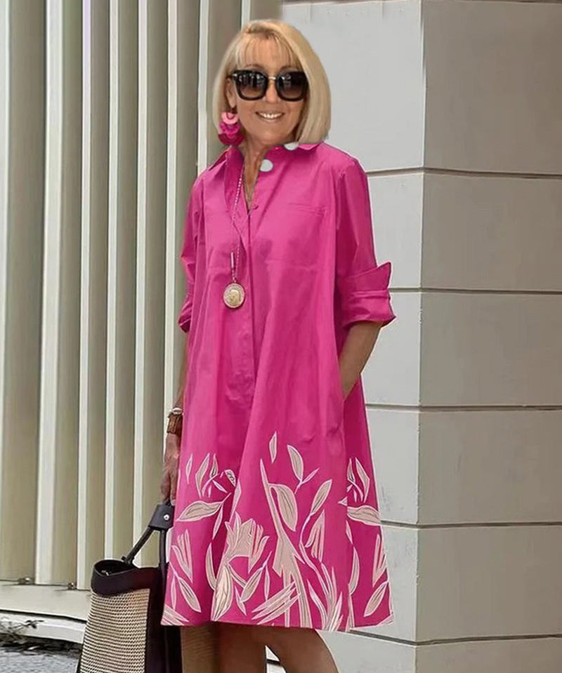 Women Long Sleeve Shirt Dress