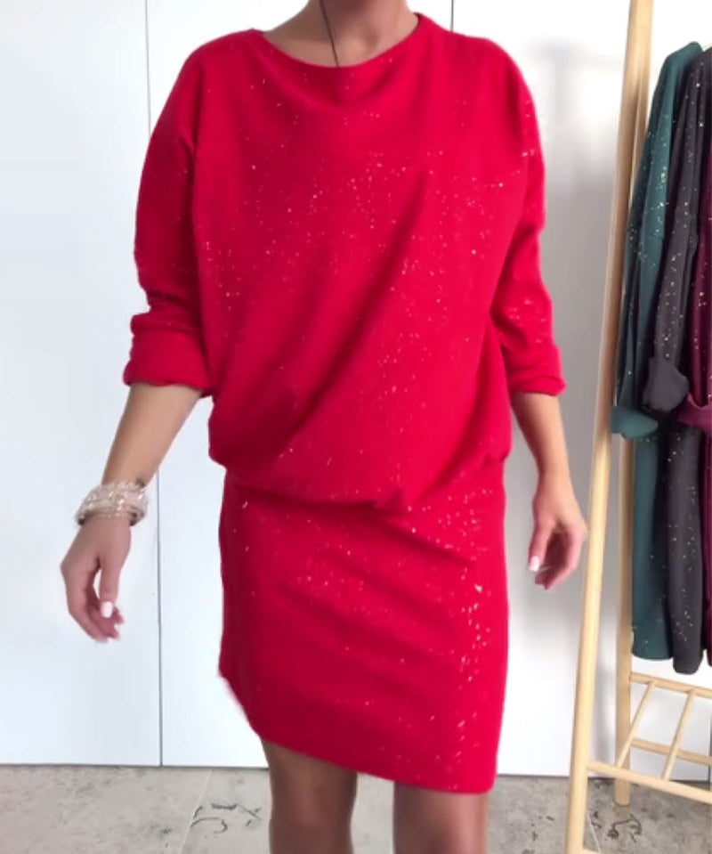 Round Neck Fine Glitter Fashion Dress