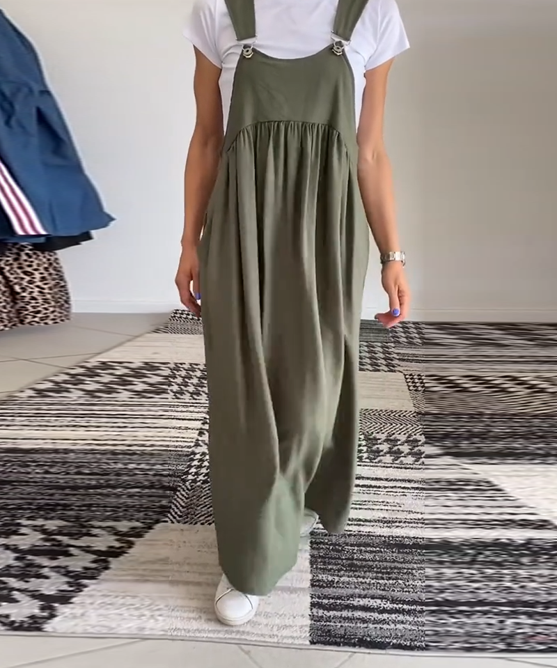 Solid Color Casual Dress with Straps