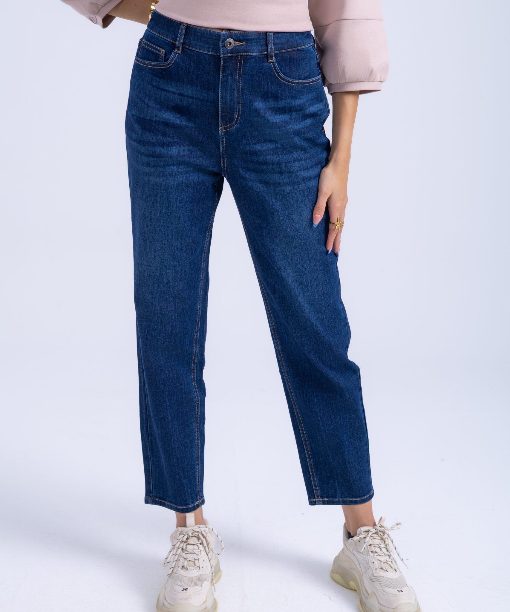 High-Rise Straight Ankle Jeans