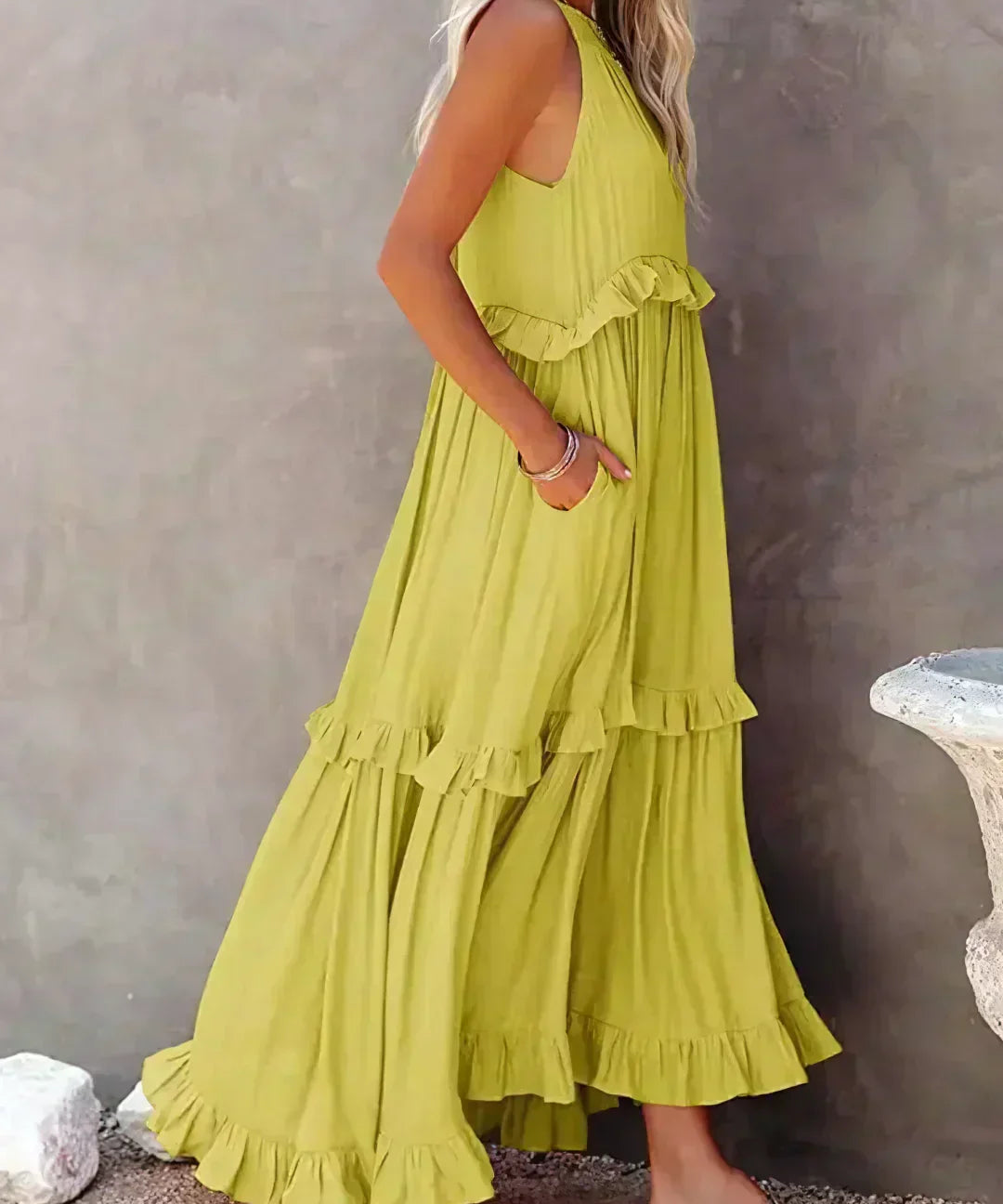 Soft Ruffle Casual Dress – Lightweight, Flowy Summer Style Perfect for Travel & Everyday Elegance