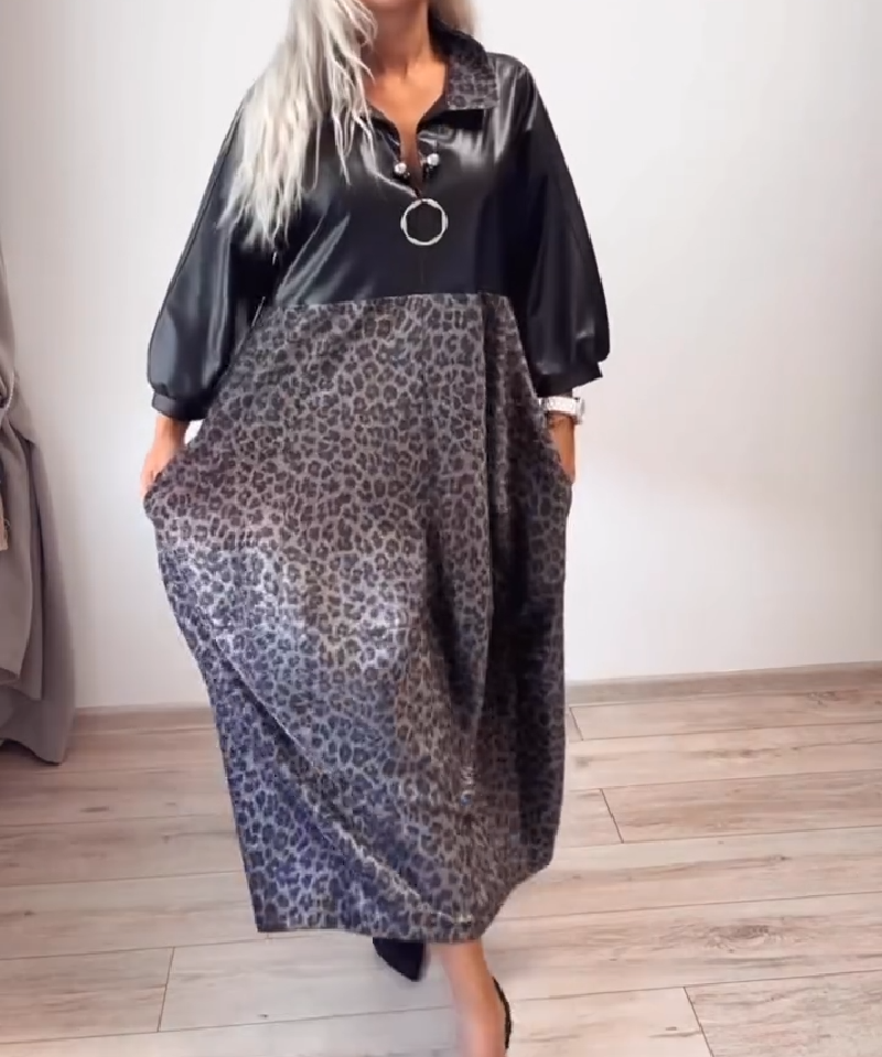 Leopard Print Patchwork Dress