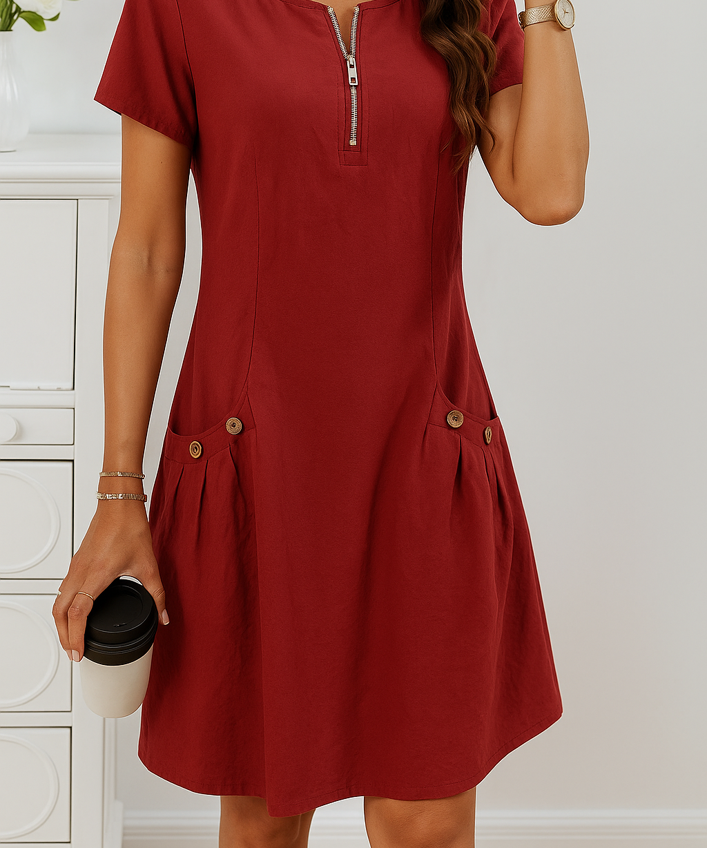 Comfy Cotton Pocket Midi Dress