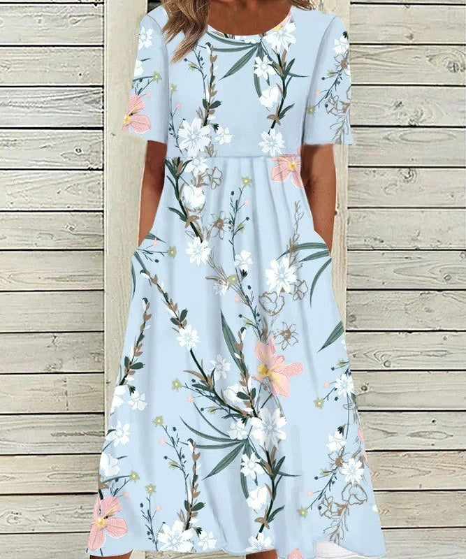 Casual Round Neck Long Dress