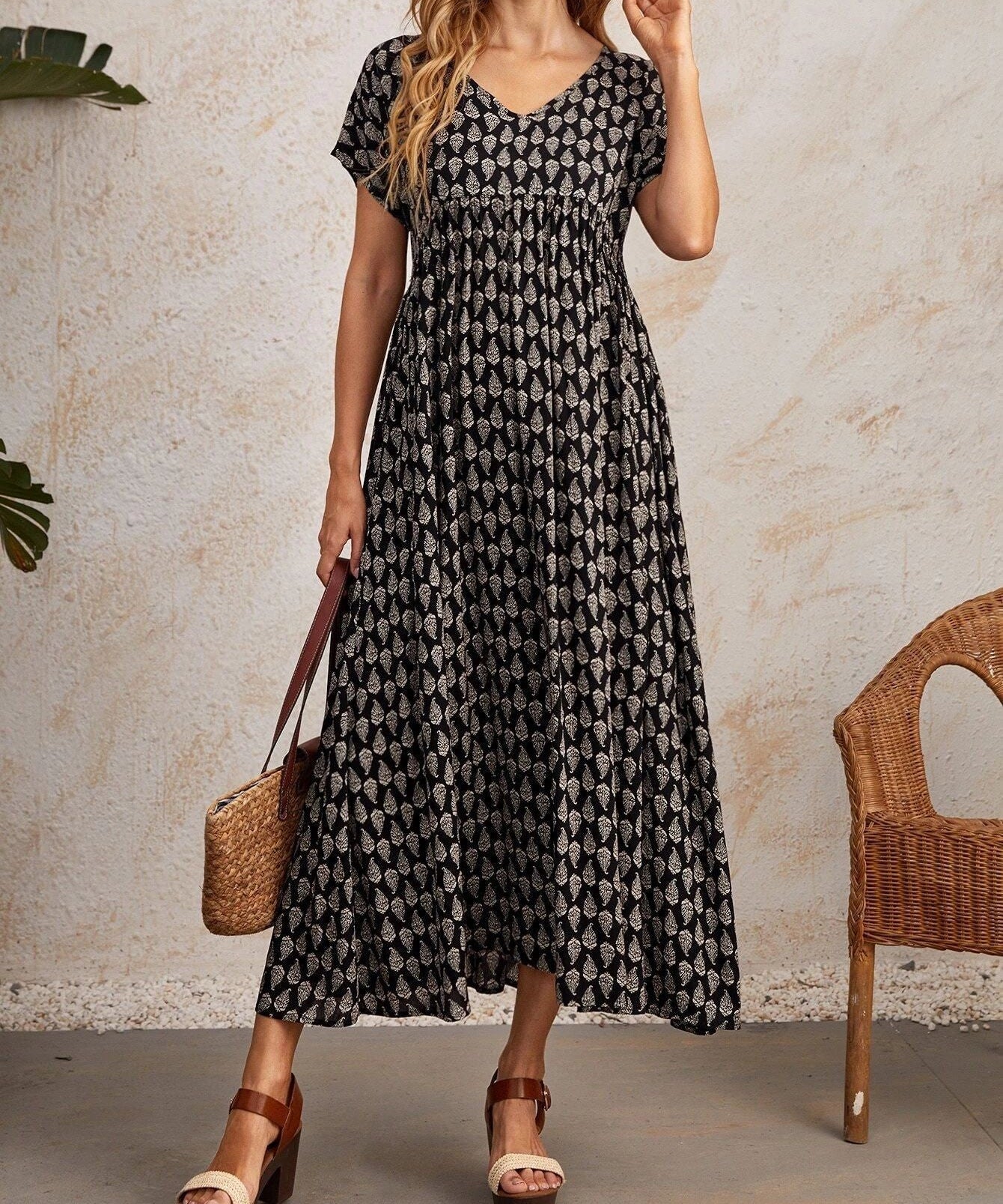 Soft Flowing Maxi Dress with Sleeves