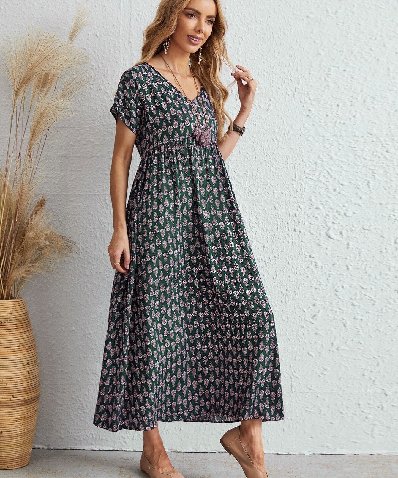 Soft Flowing Maxi Dress with Sleeves