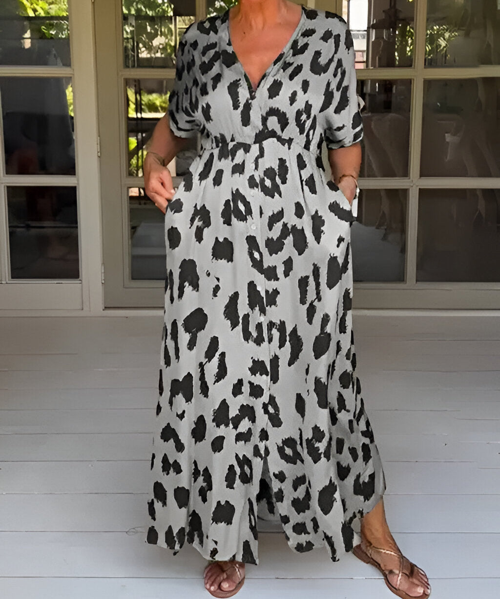 Leopard Print Stylish Maxi Dress