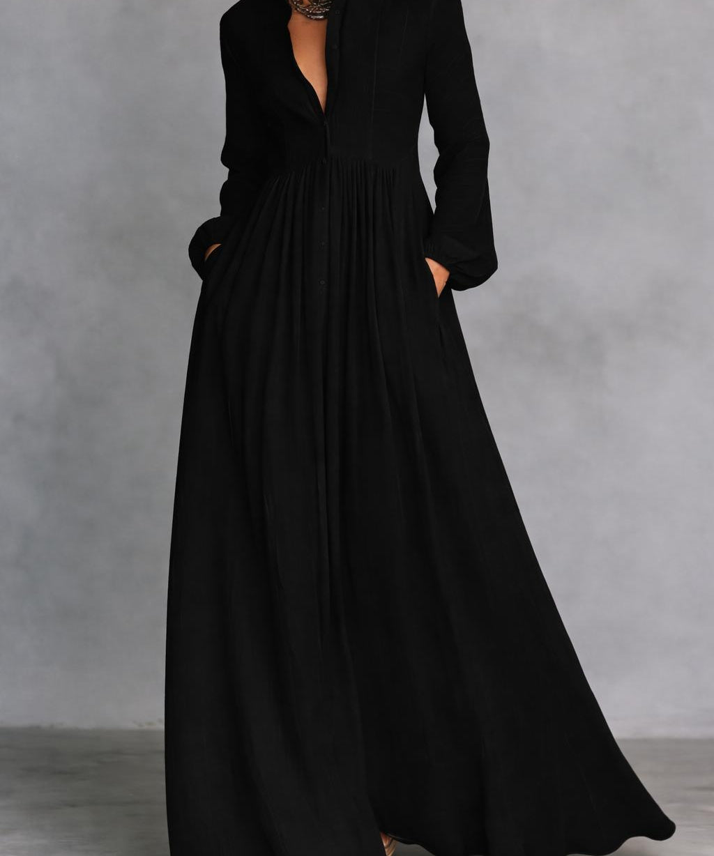 Serena | Flowing Button-Front Maxi Dress