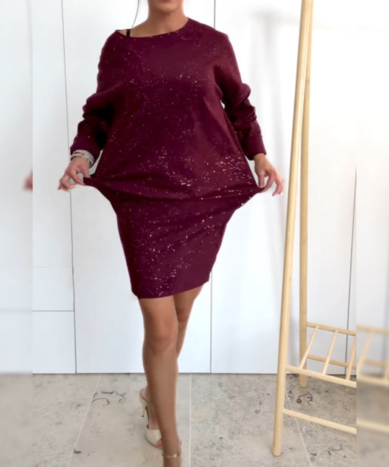Round Neck Fine Glitter Fashion Dress