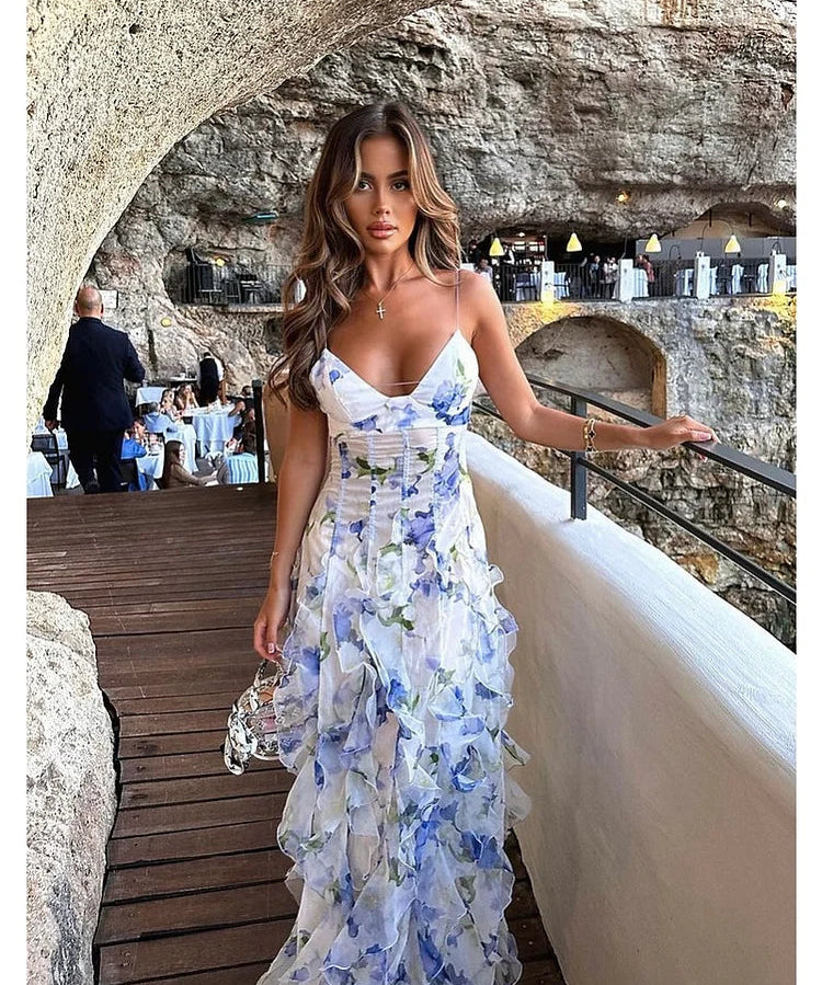 Flowy Ruffle Hem Elegant Dress