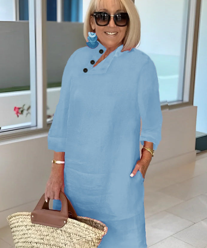 Stand Half Sleeves Dress
