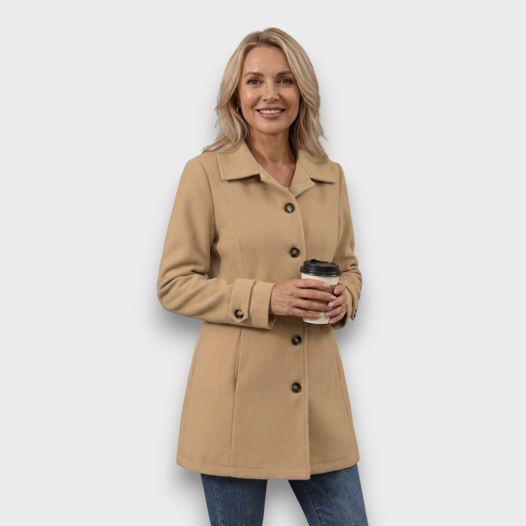Elle – Tailored Wool-Blend Button Coat