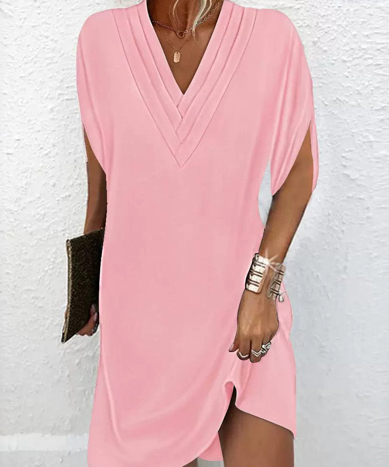 Slit sleeve solid color elegant dress