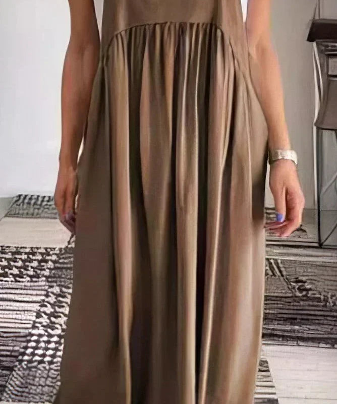 Solid Color Casual Dress with Straps
